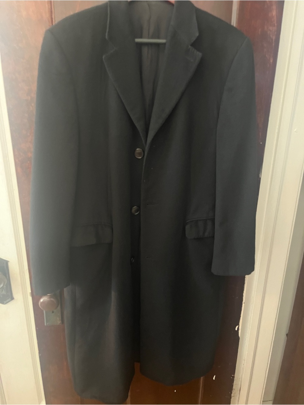 PureCashmere by Efilan Italian 100% Cashmere Black Overcoat Men's 38